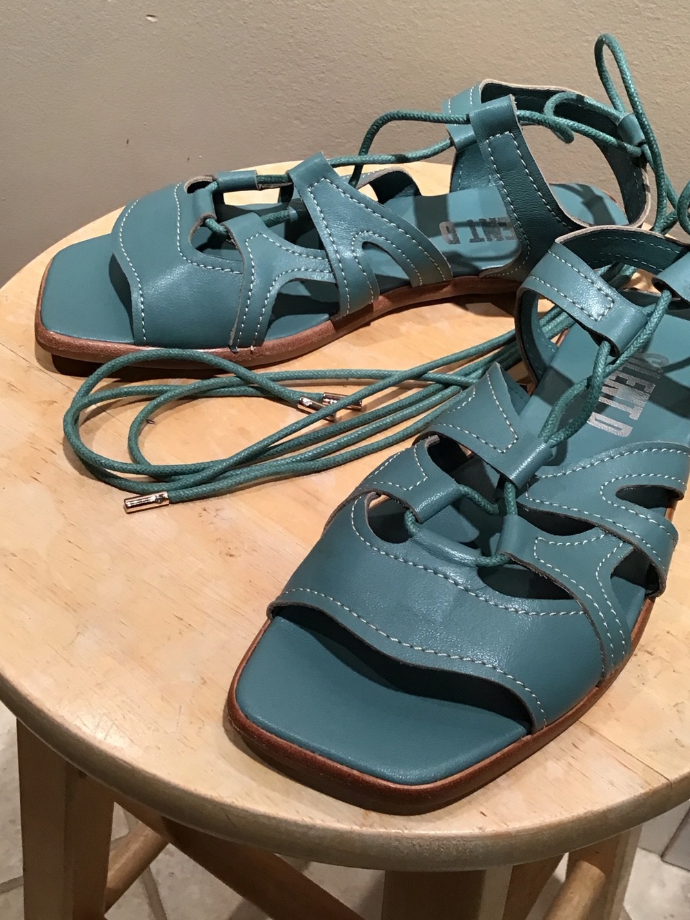 Silent D Teal Lace-Up Gladiator Sandals